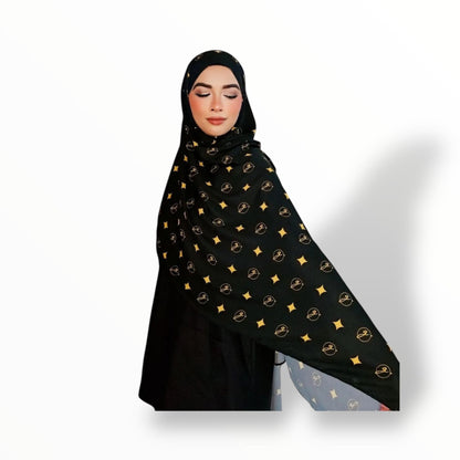 G SHAWL 2METER KOREAN CHIFFON - BLACK/GOLD