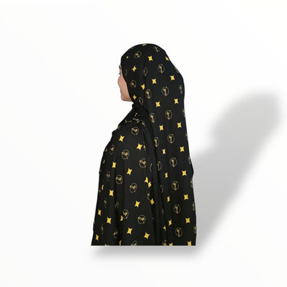 G SHAWL 2METER KOREAN CHIFFON - BLACK/GOLD