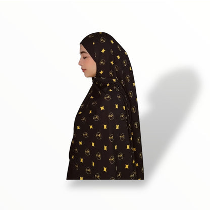 G SHAWL 2METER KOREAN CHIFFON - BLACK/GOLD