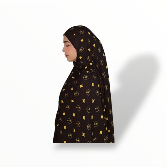 G SHAWL 2METER KOREAN CHIFFON - BLACK/GOLD