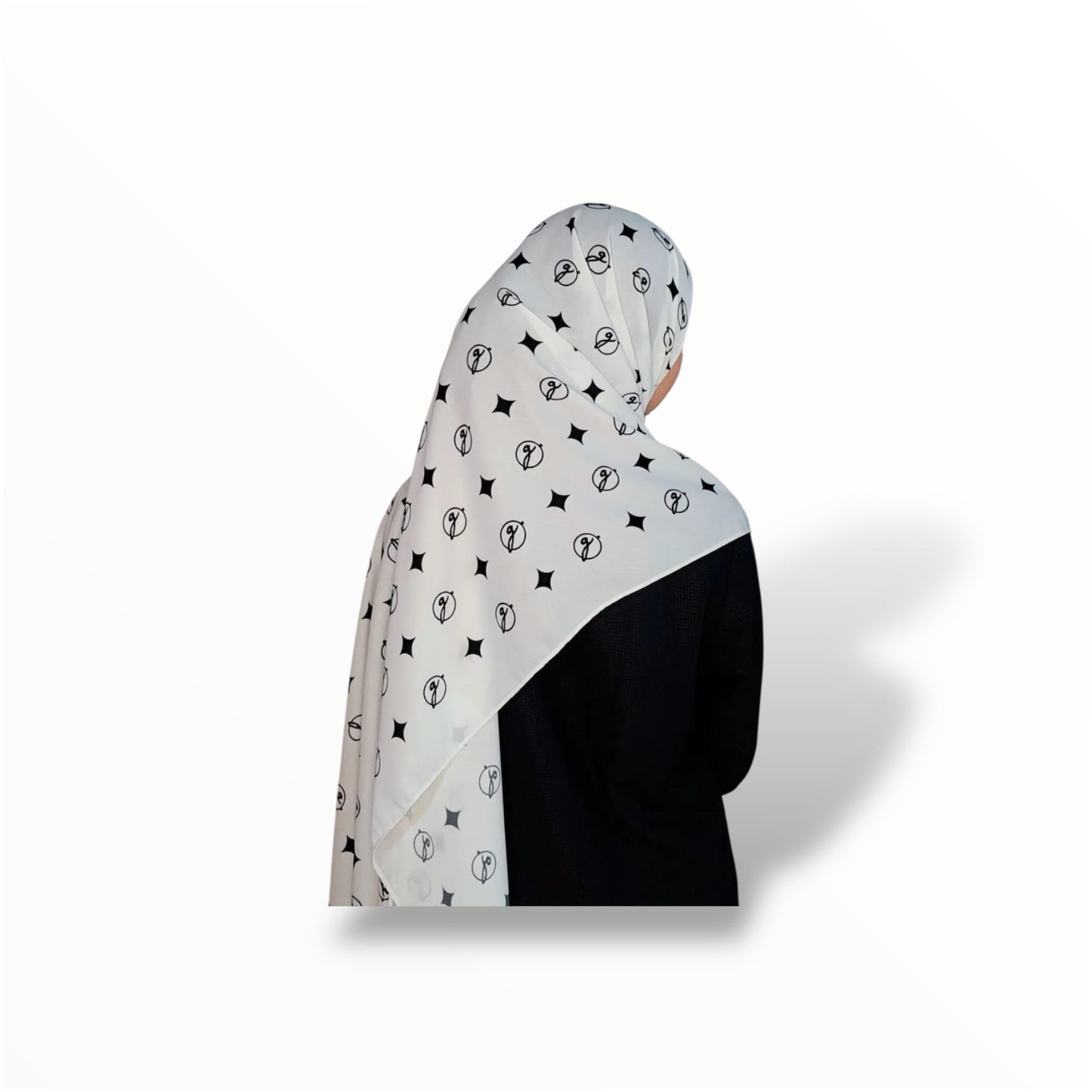 G SHAWL 2METER KOREAN CHIFFON - WHITE/BLACK